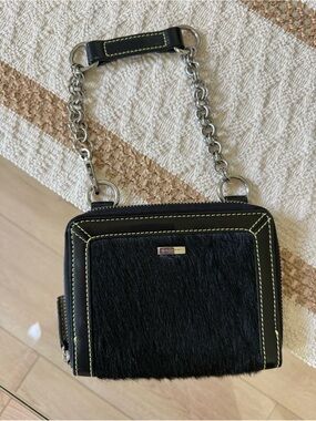 Nannini Black Furry Mini Bag Leather Wallet